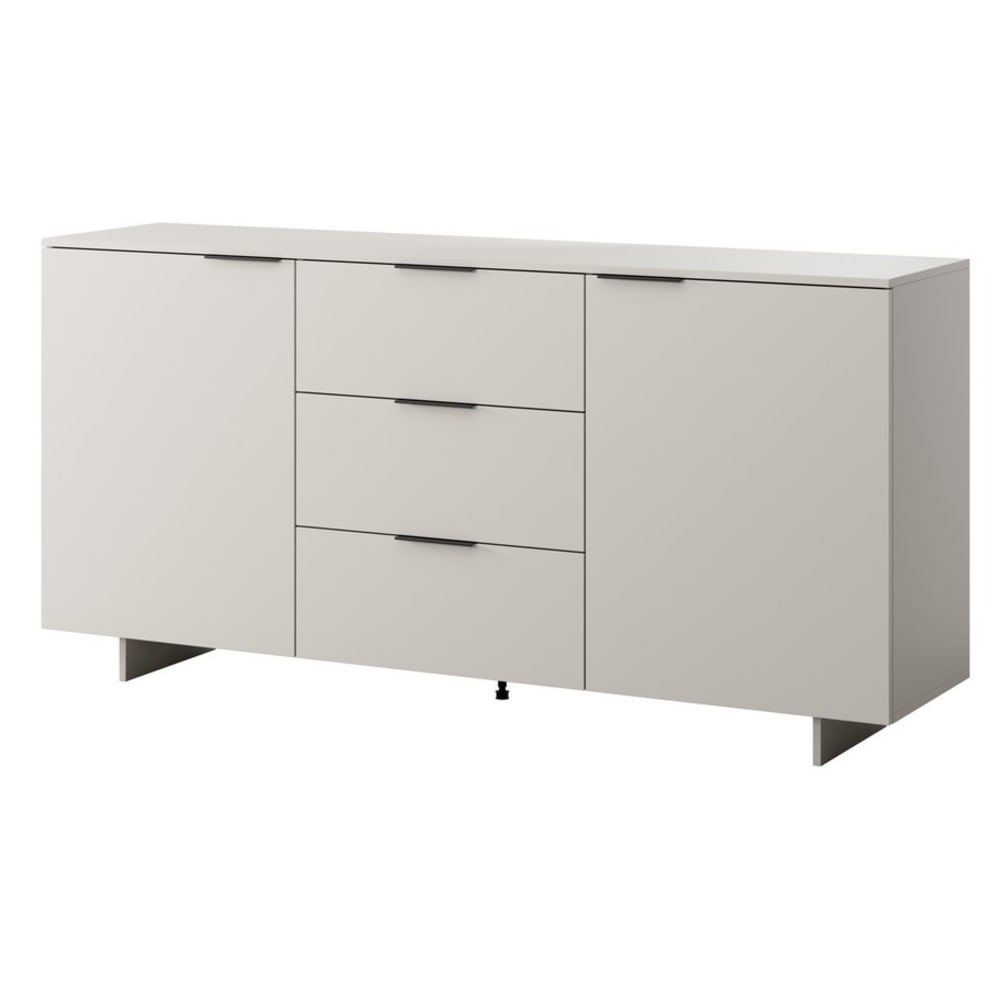 Grand buffet JUDE beige mat 180 cm avec 2 portes et 3 tiroirs