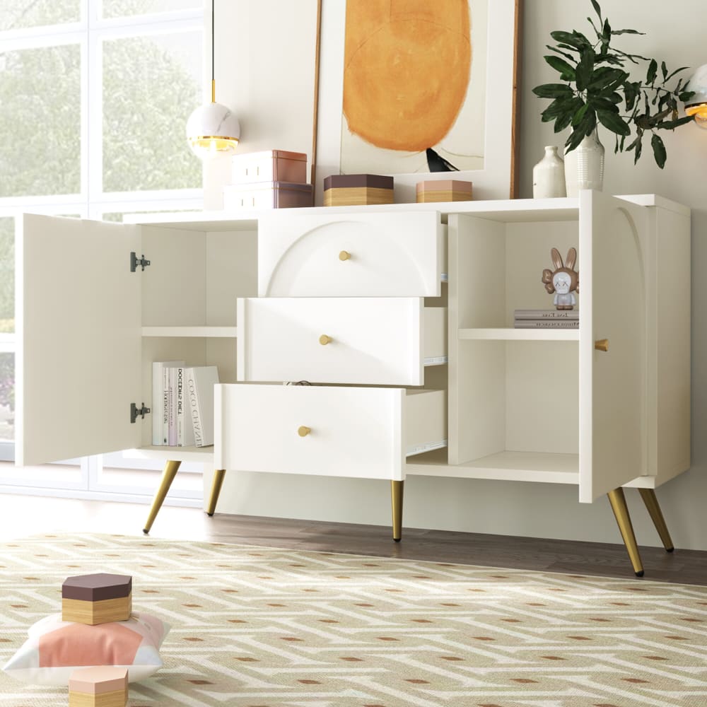 Buffet URBAN MEUBLE portes ouvertes sur ses étagères réglables