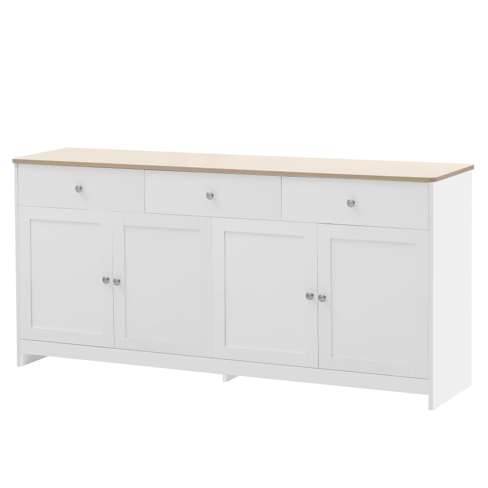 Buffet campagne URBAN MEUBLE 160 cm blanc et effet bois à 4 portes