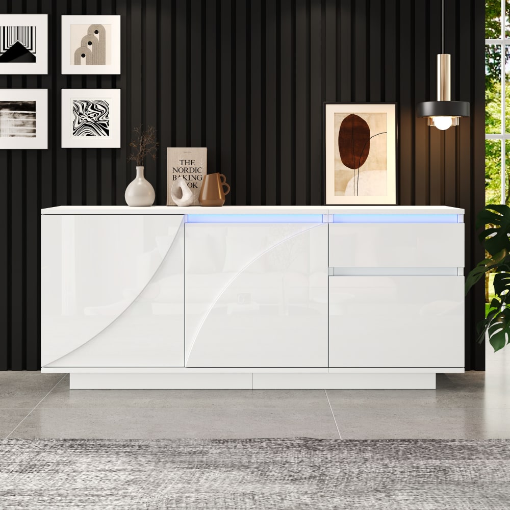 Buffet URBAN MEUBLE portes ouvertes sur les compartiments