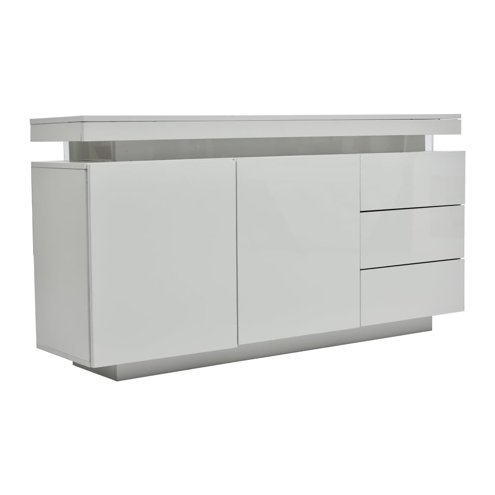 Buffet bahut URBAN MEUBLE blanc laqué 140 cm avec éclairage LED