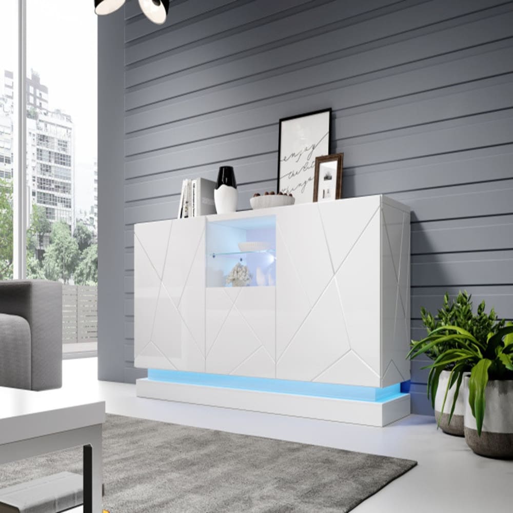 Détail de la laque blanche du buffet CLOST