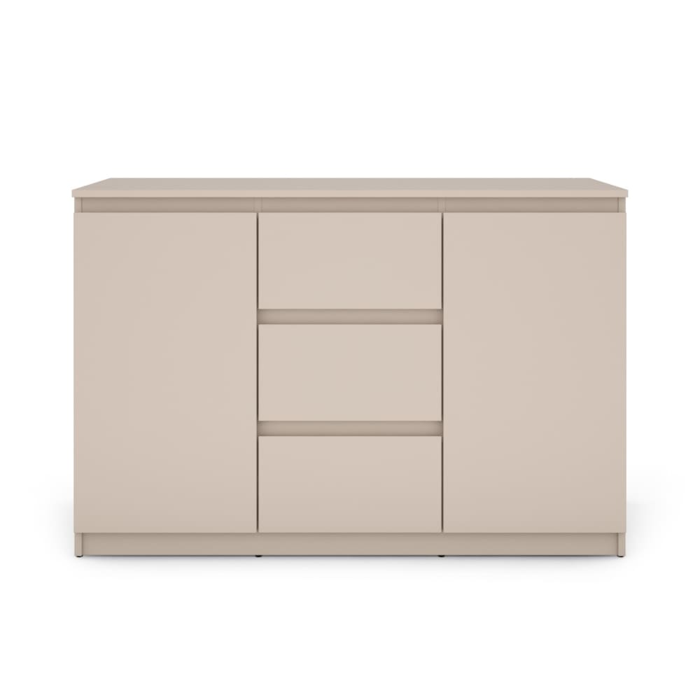 Buffet SNORRI beige cachemire 2 portes et 3 tiroirs 120 cm