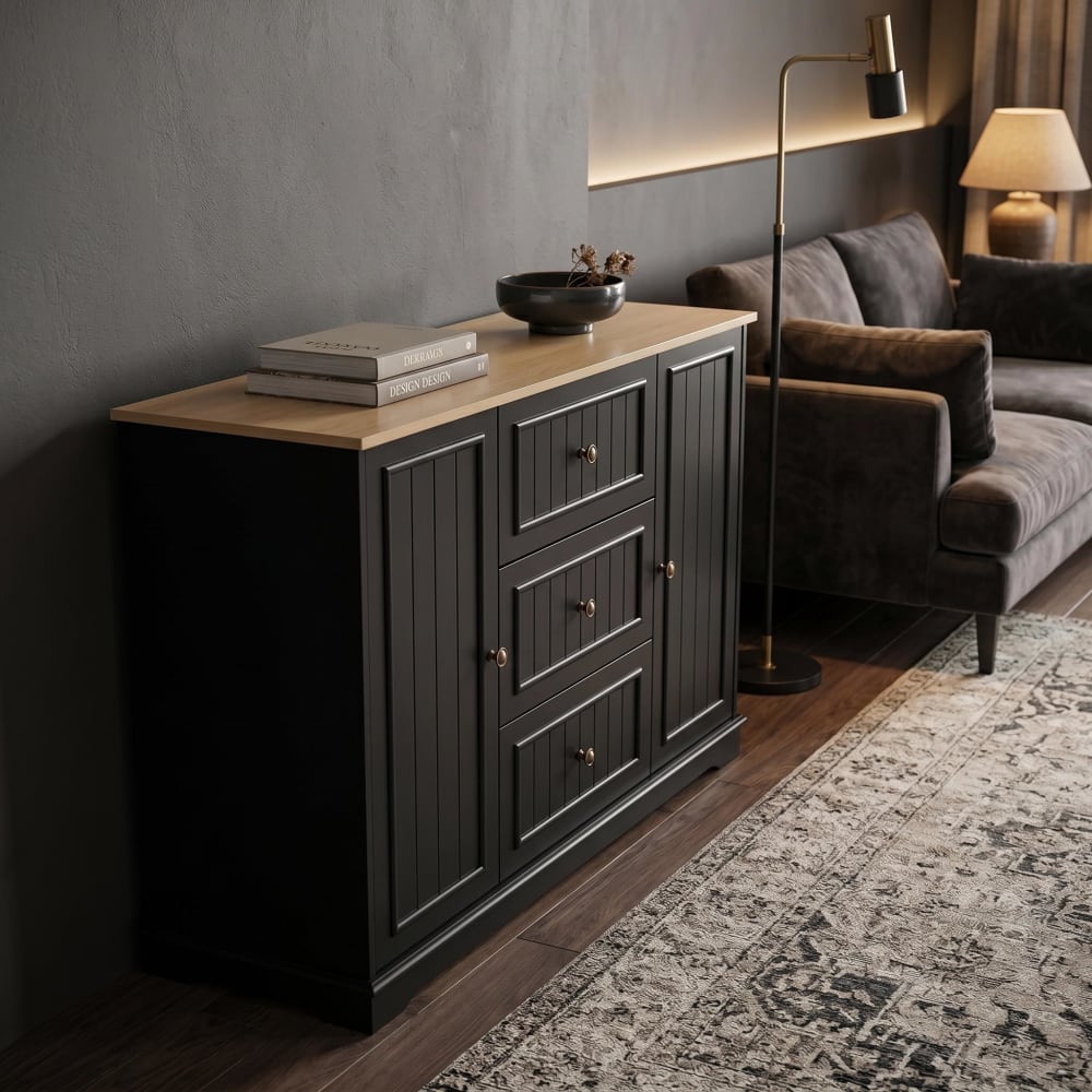 Buffet URBAN MEUBLE tiroirs et portes ouverts