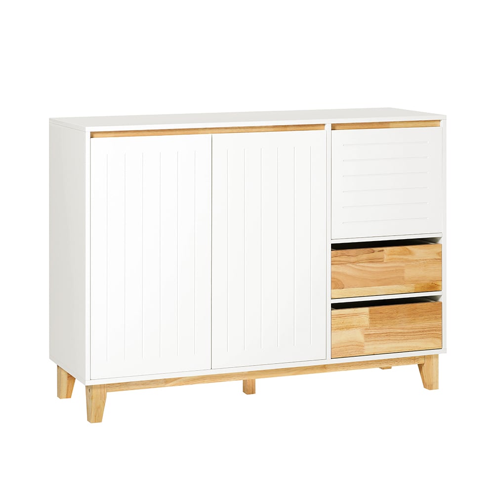 Buffet commode SOBUY blanc 120 cm avec 2 portes et 2 tiroirs