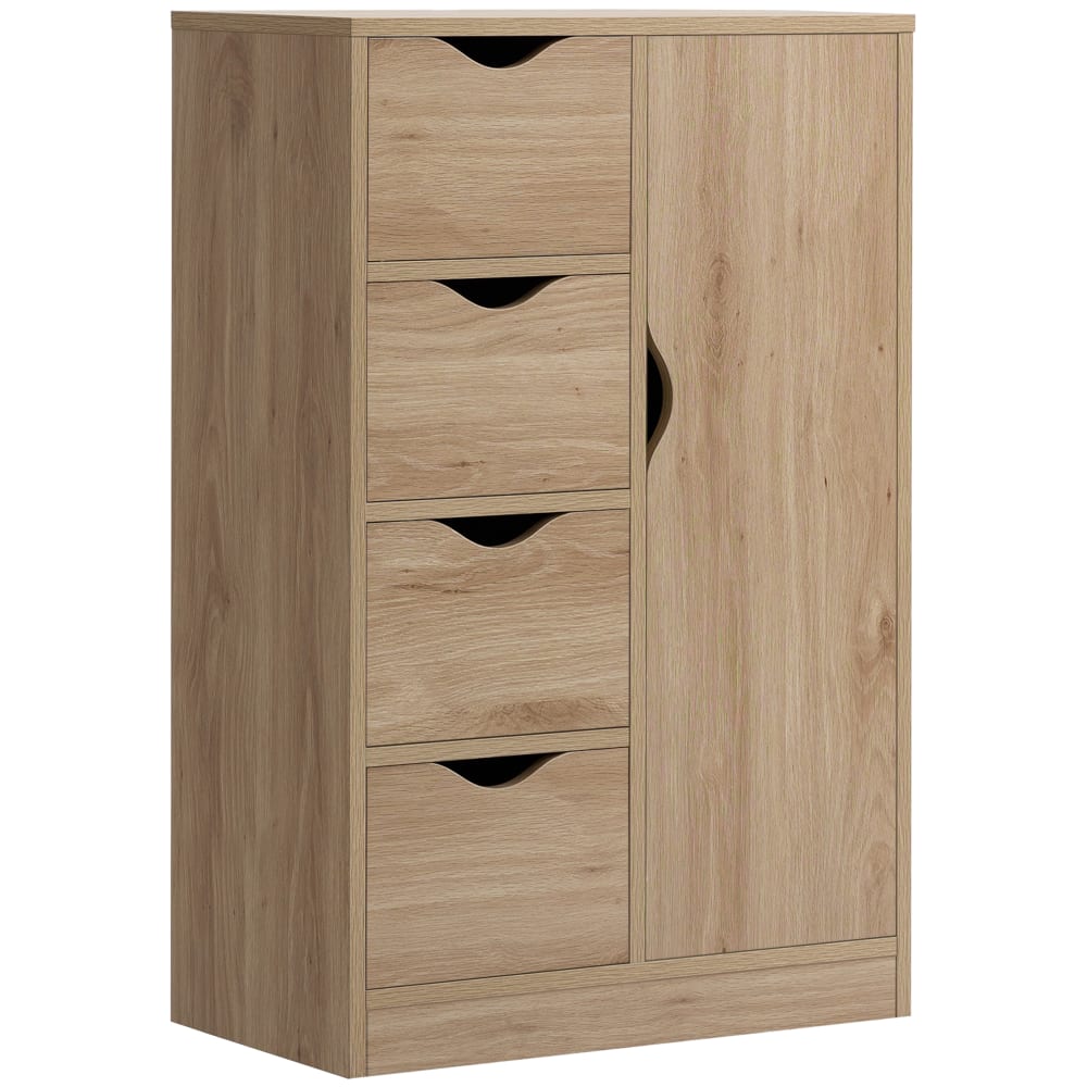Petit buffet colonne HOMCOM marron avec 1 placard et 4 tiroirs