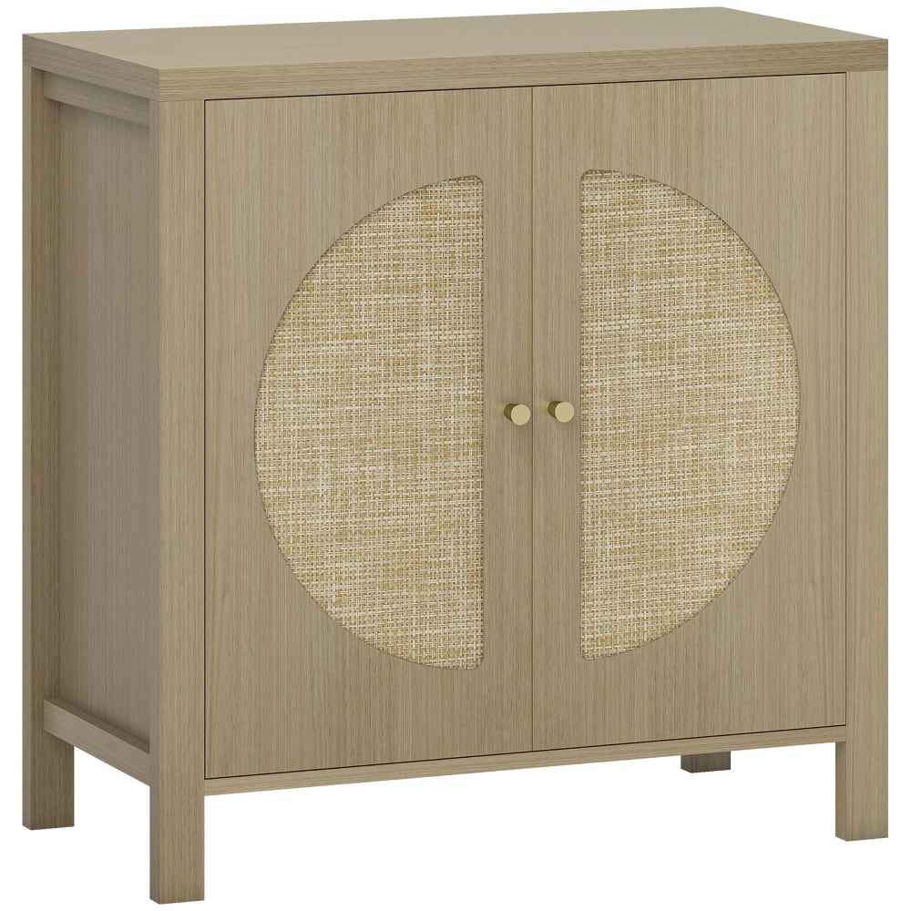 Petit buffet de cuisine HOMCOM effet bois naturel 75 cm avec portes effet rotin