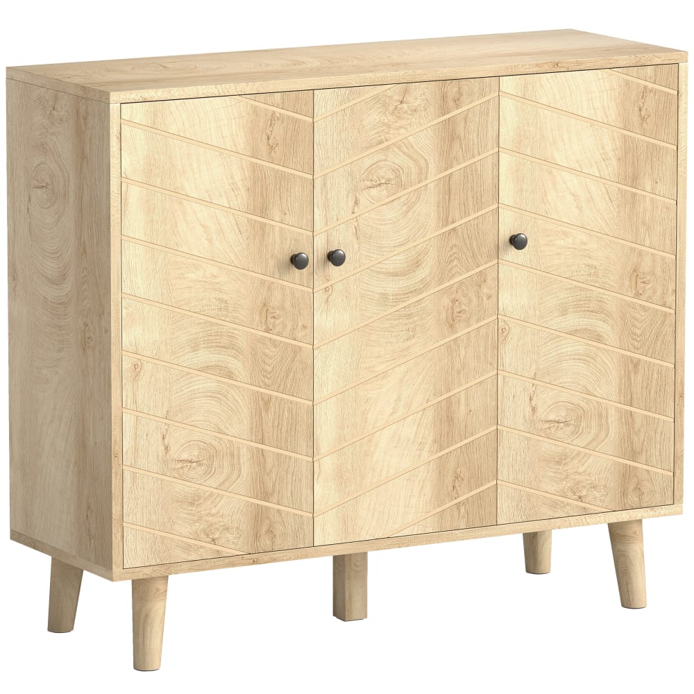 Buffet de cuisine HOMCOM à motif chevron effet bois 88 cm