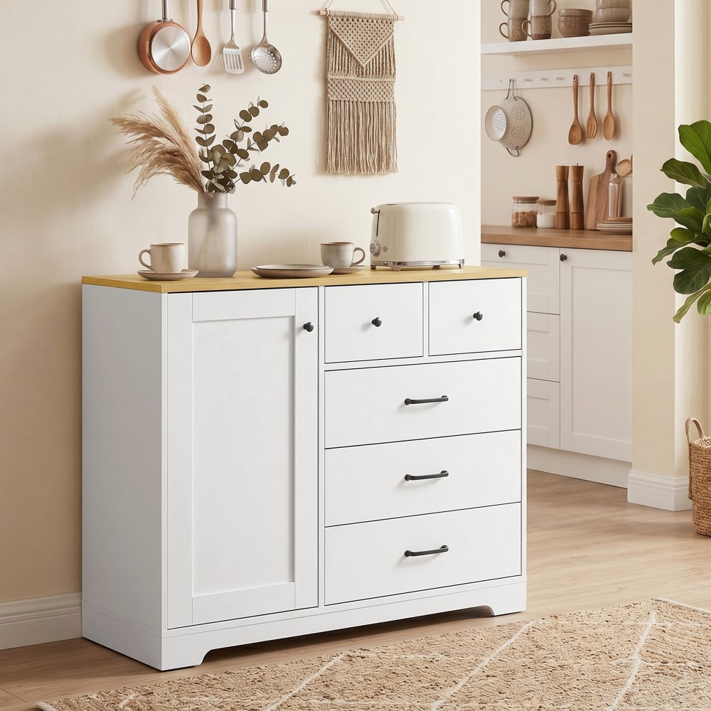 Buffet HOMCOM placard ouvert sur ses deux niveaux