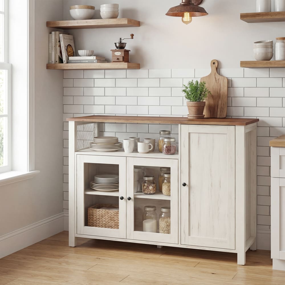 Buffet DAXTON portes ouvertes et étagères ajustables
