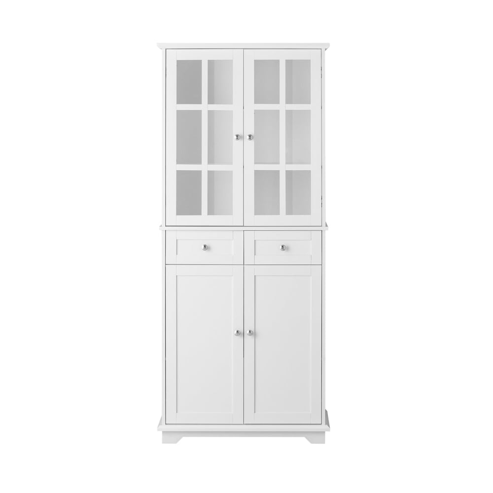 Vaisselier SOBUY blanc 4 portes dont vitrée et 2 tiroirs 75 cm
