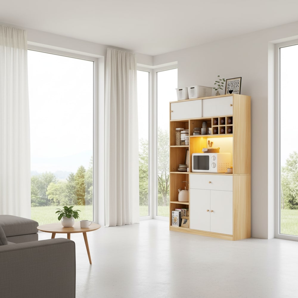 Buffet URBAN MEUBLE portes ouvertes et niche micro-ondes