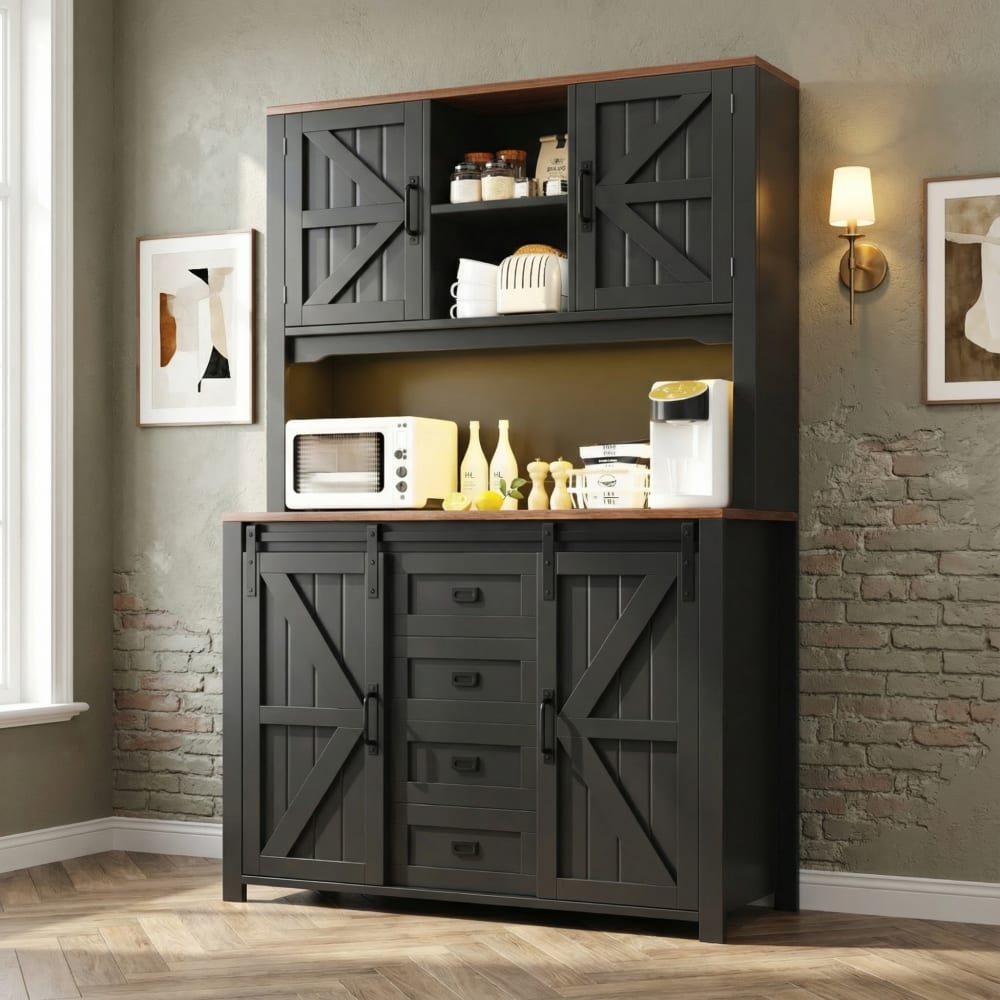 Détail des portes à motif en X du buffet URBAN MEUBLE