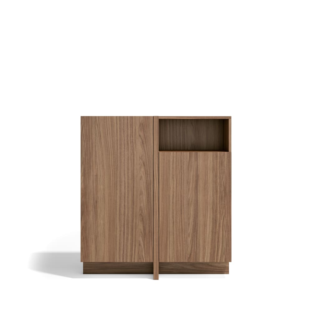 Buffet SOHO 2 portes et 1 niche effet noyer 87 cm