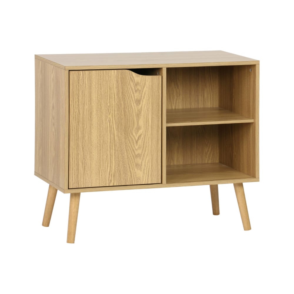 Petit buffet scandinave NEPAL effet frêne 80 cm avec pieds compas