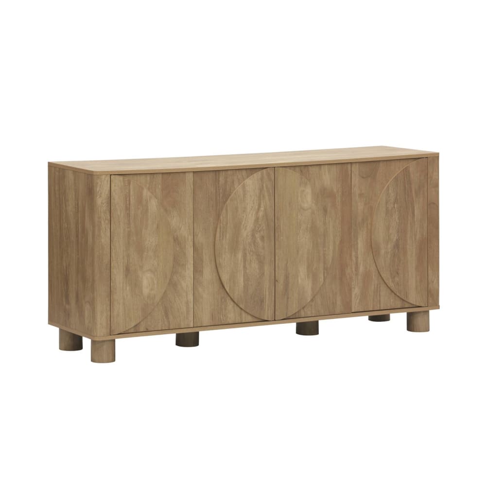 Buffet PONDI décor manguier 155 cm à 4 portes et motifs lunaires