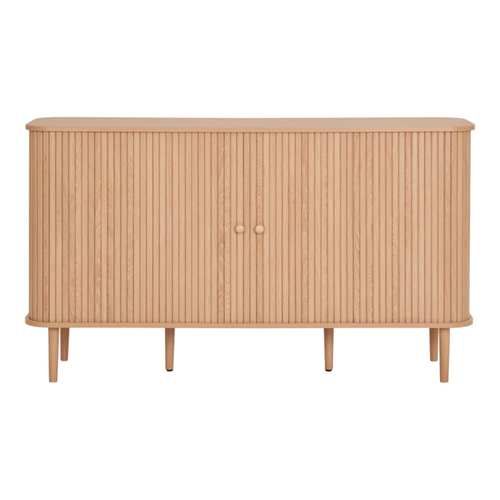 Buffet enfilade PERLE façade à lattes décor bois naturel 140 cm