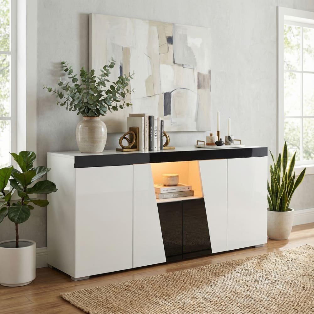Buffet URBAN MEUBLE LED allumée dans le compartiment central