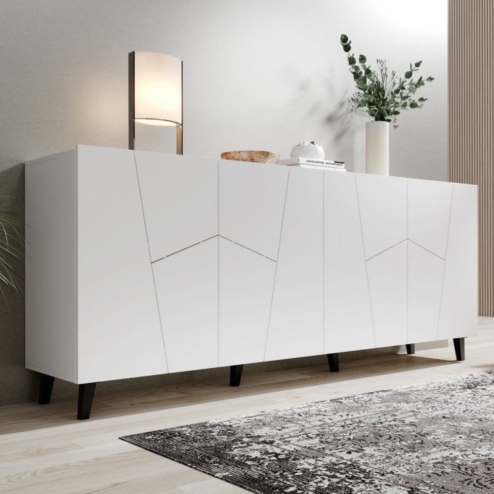 Buffet FUJI portes ouvertes sur les huit étagères