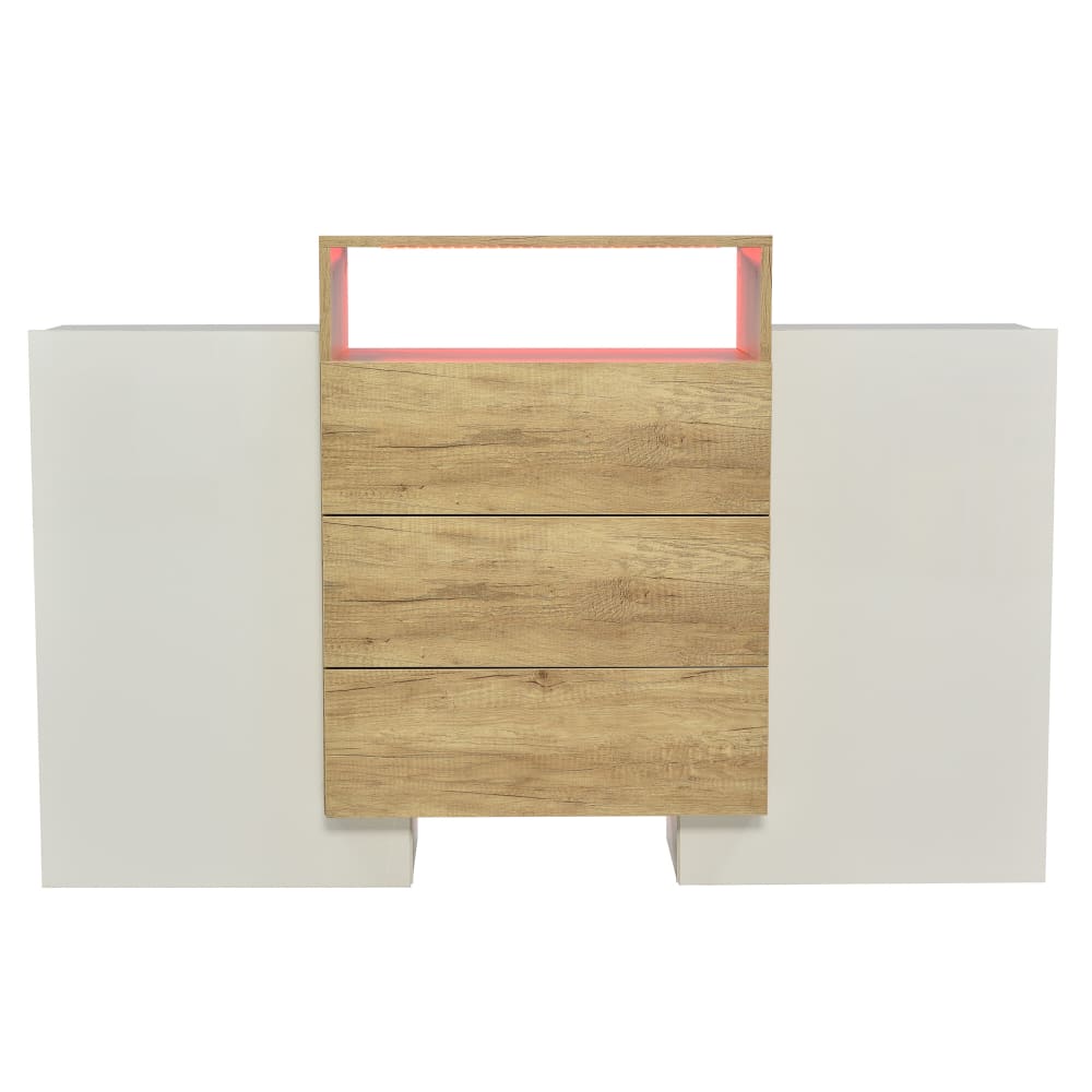 Buffet URBAN MEUBLE contemporain 140 cm avec éclairage LED 2 portes et 3 tiroirs