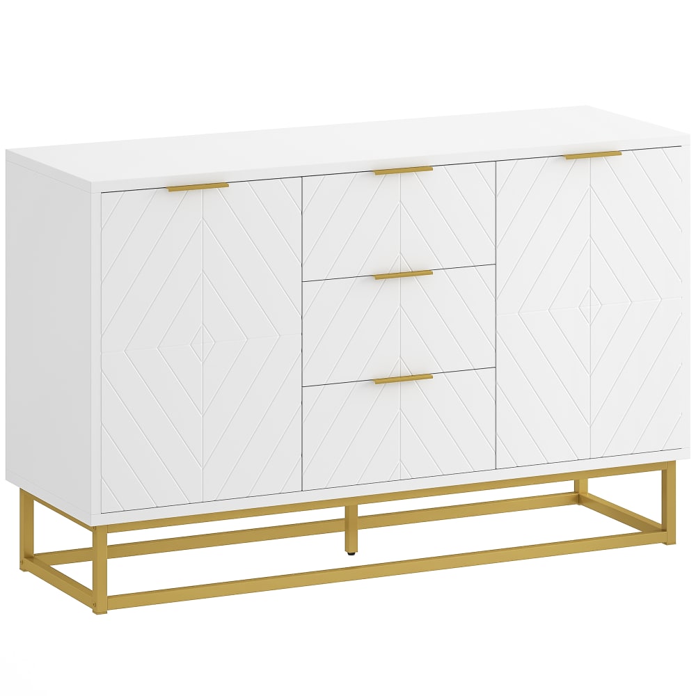 Buffet HOMCOM blanc et doré de 120 cm avec 2 portes et 3 tiroirs