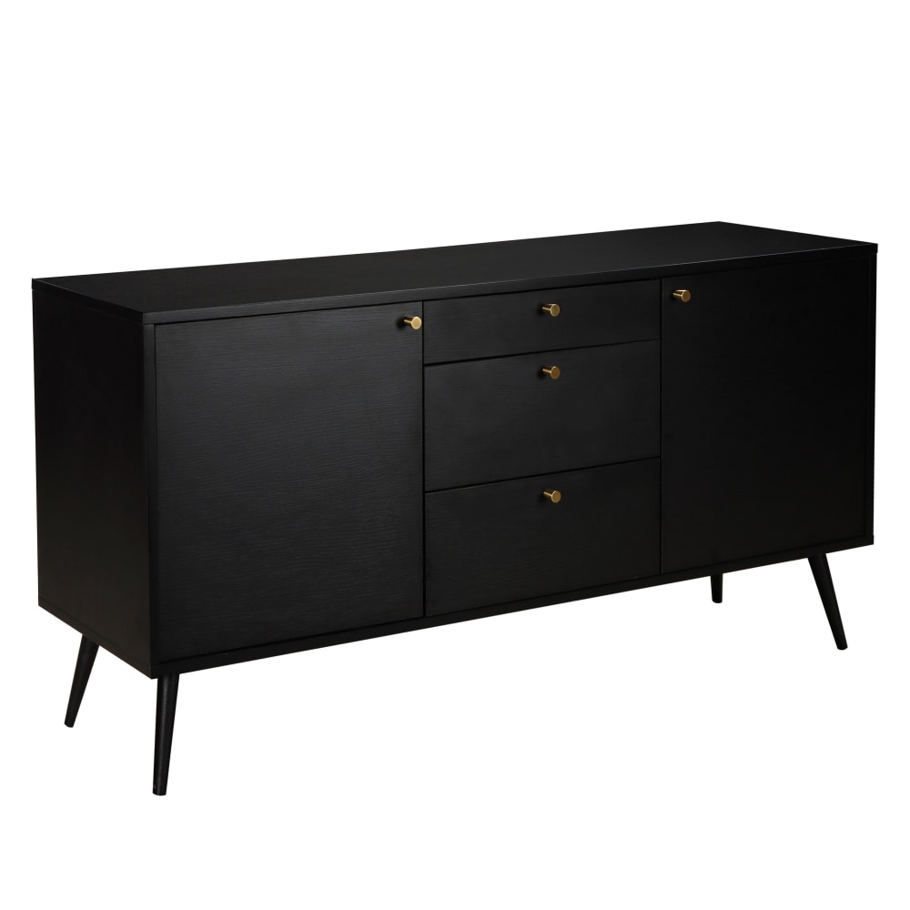Buffet MILO effet bois foncé 2 portes et 3 tiroirs 150 cm