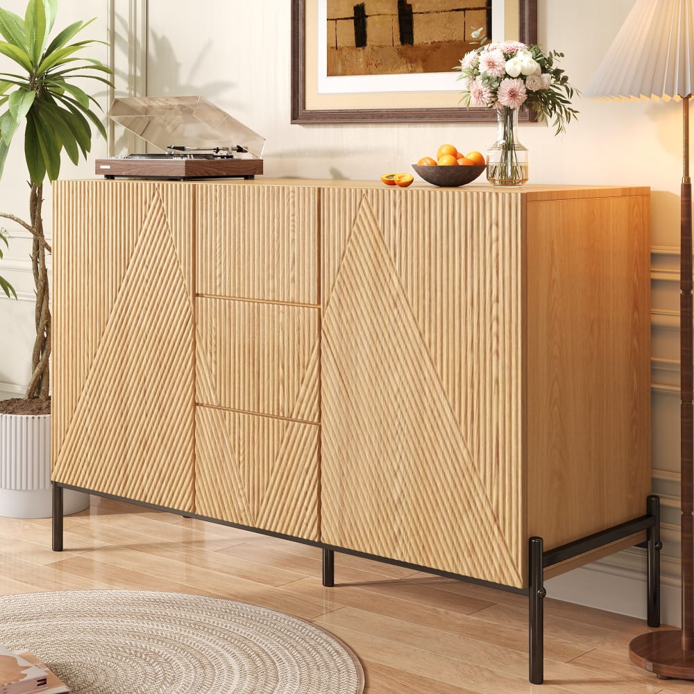 Buffet URBAN MEUBLE tiroir central et portes ouverts
