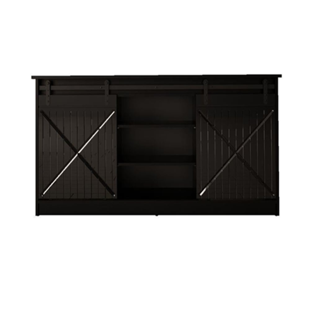 Grand buffet HEXA noir mat 160 cm à 2 portes coulissantes