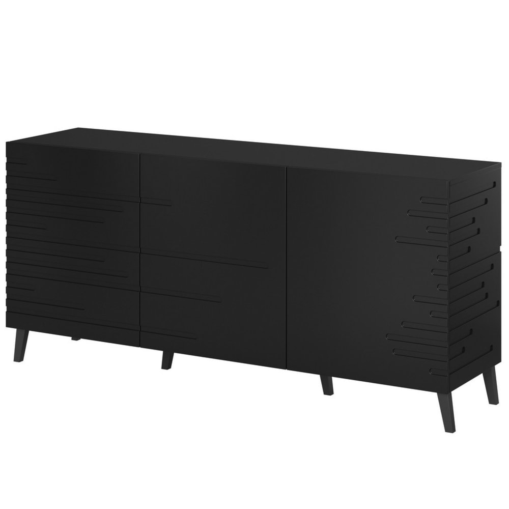 Buffet design MAX noir mat 150 cm sans poignées