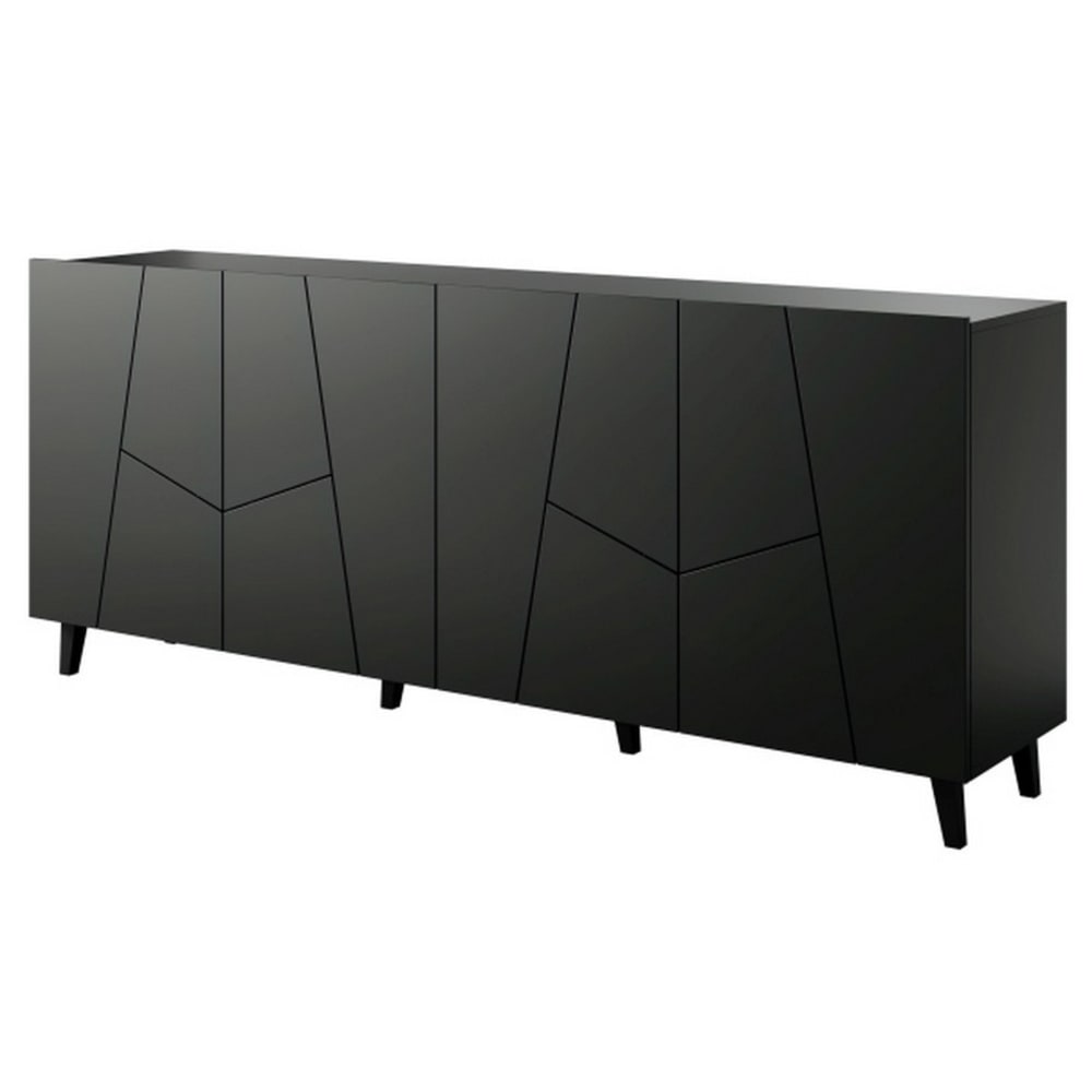 Buffet enfilade 4 portes noir mat 200 cm à fermeture douce - FUJI