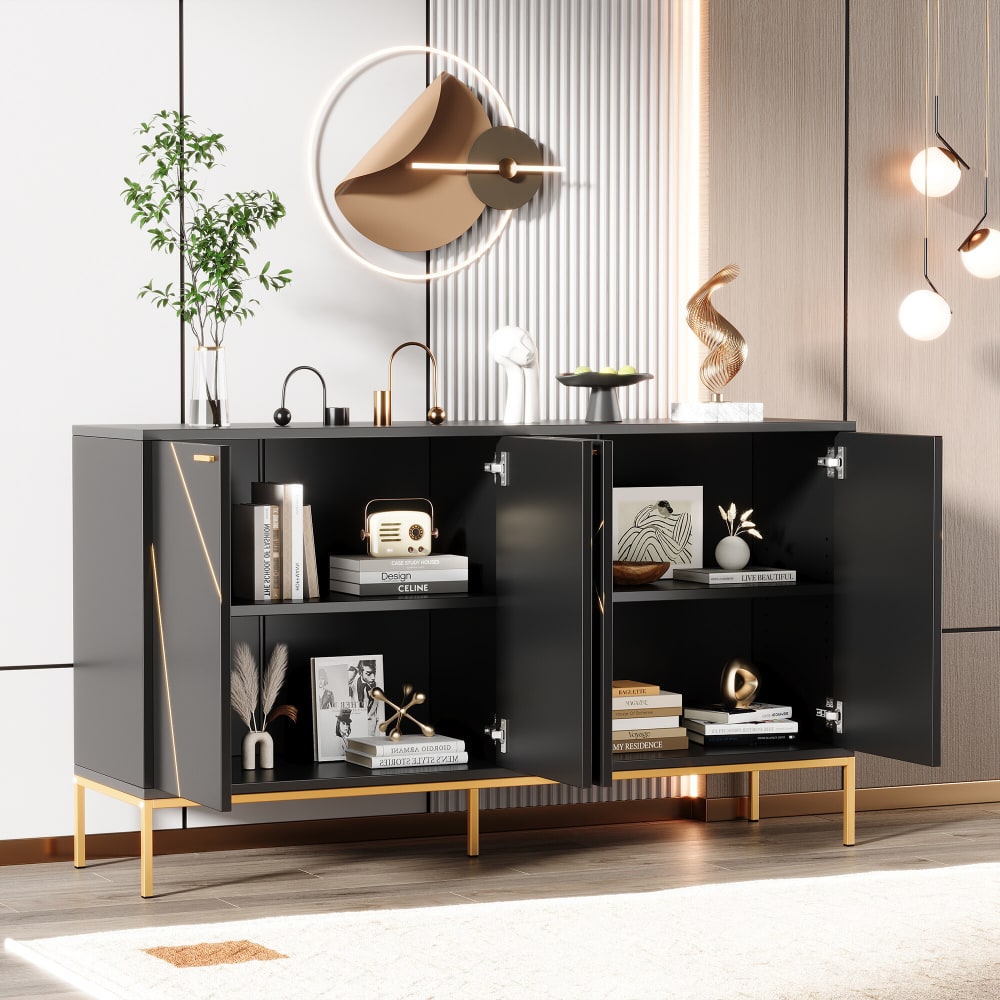 Buffet URBAN MEUBLE portes ouvertes sur les étagères réglables