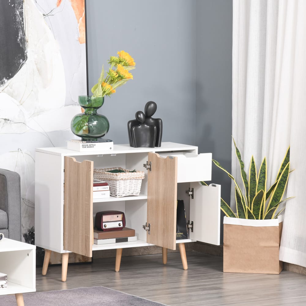 Buffet HOMCOM tiroir ouvert et pieds en pin