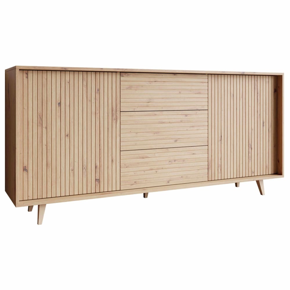 Grand buffet enfilade DIEGO effet bois 2 portes et 3 tiroirs 180 cm