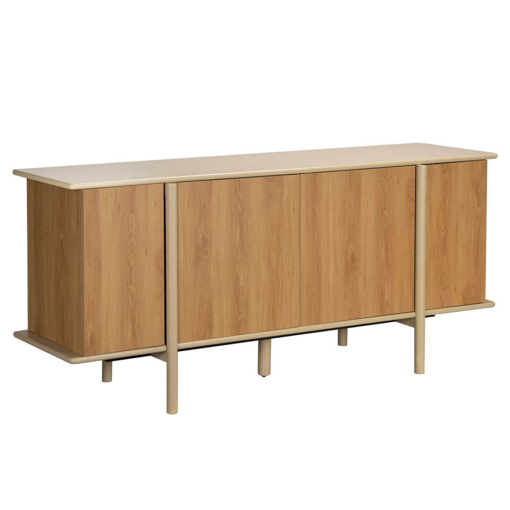 Grand buffet enfilade NELIO 180 cm effet bois crème à 4 portes