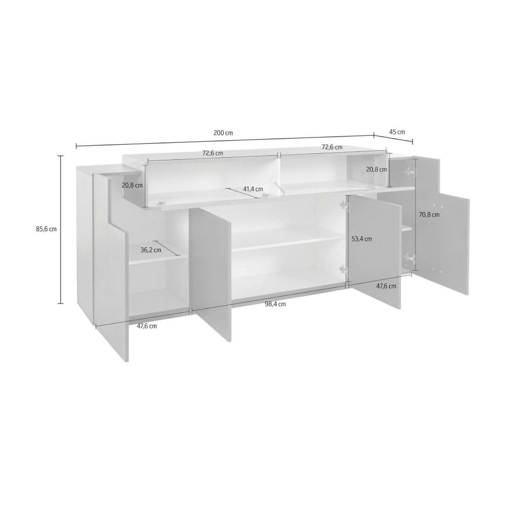Buffet DISCORDIA avec sa porte pliante ouverte