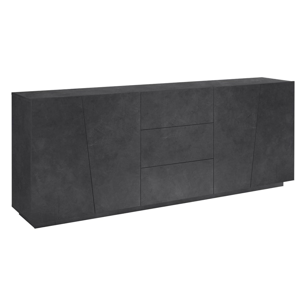 Grand buffet AYRTON gris ardoise 220 cm avec 4 portes et 3 tiroirs