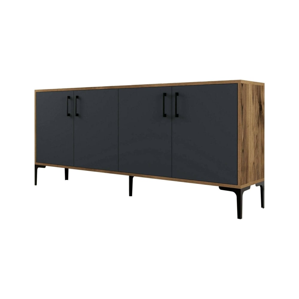 Grand buffet AGAPE effet noyer et anthracite 180 cm