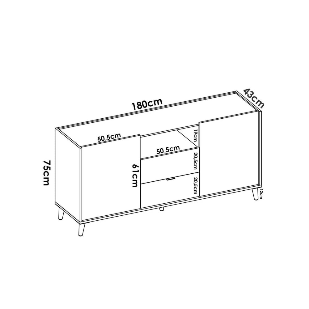 Buffet ASA portes ouvertes et niche visible