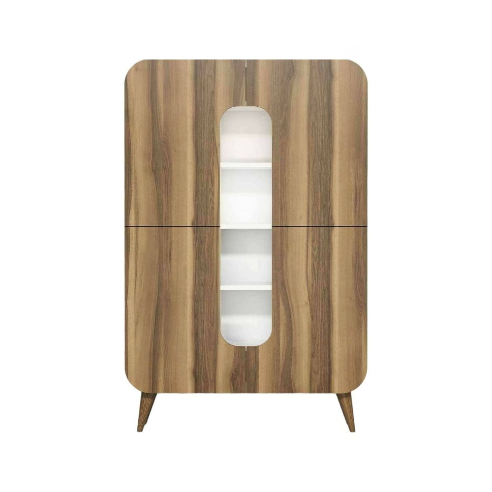 Buffet haut NOVELLA effet noyer et blanc 93 x 144 cm