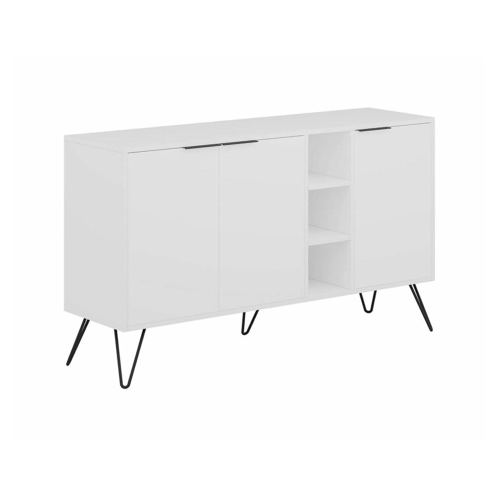 Buffet enfilade ALIN blanc effet bois 142 cm