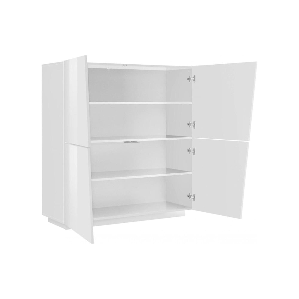 Buffet haut ABBABBAU blanc brillant 4 portes 120 cm de large