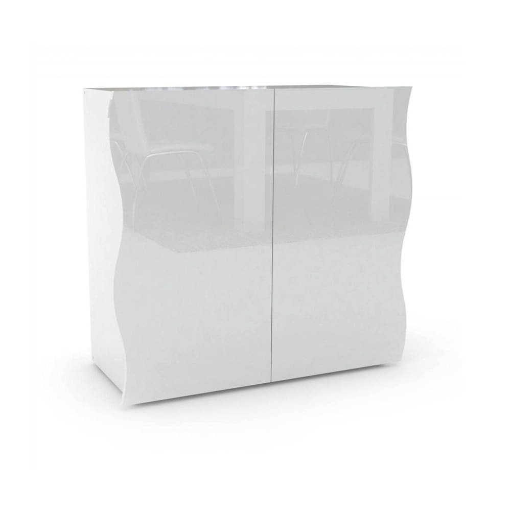Buffet ANIFARES blanc brillant 90 cm avec 2 portes battantes