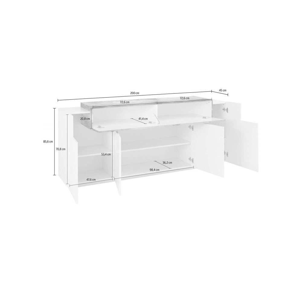 Buffet DISCORDIA abattant central ouvert
