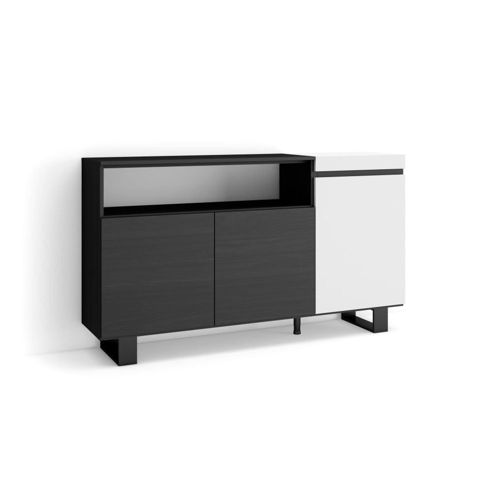 Buffet COZY blanc et noir 150 cm sur pieds industriels