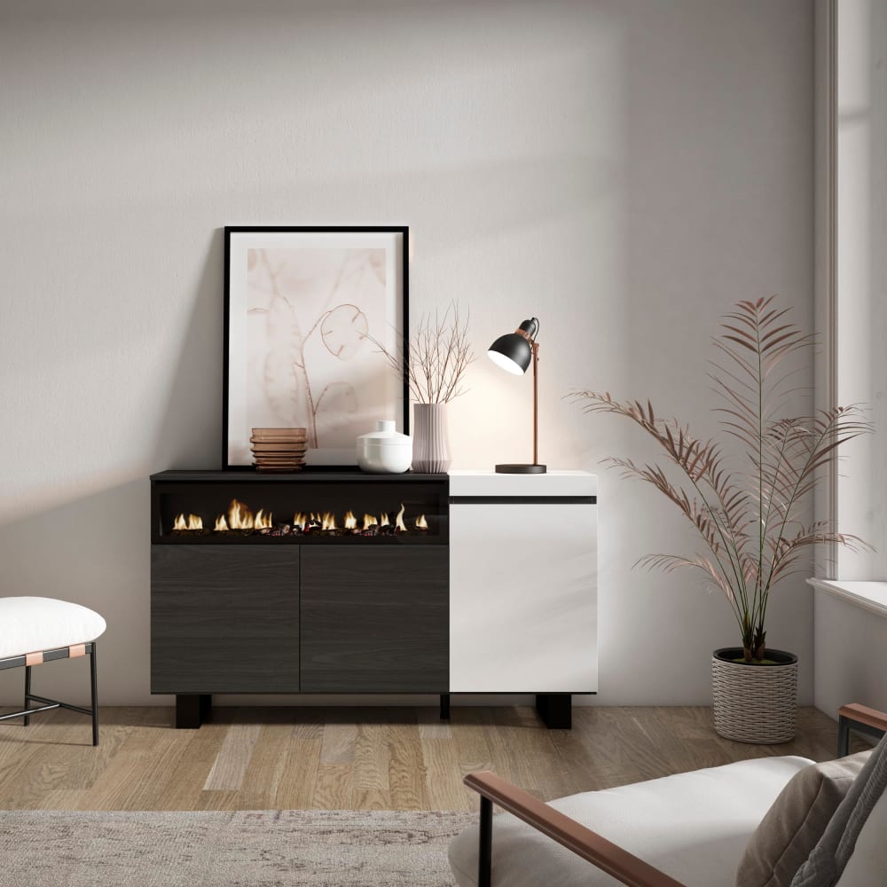 Détail du foyer LED du buffet COZY