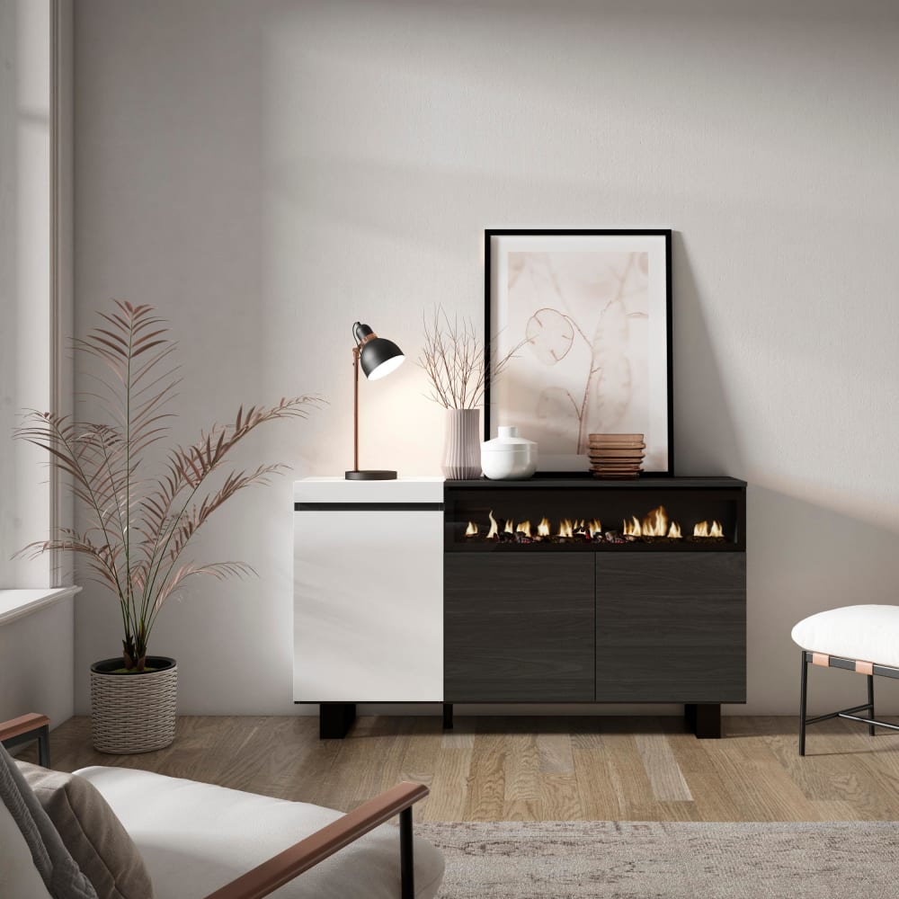 Détail du foyer LED du buffet COZY