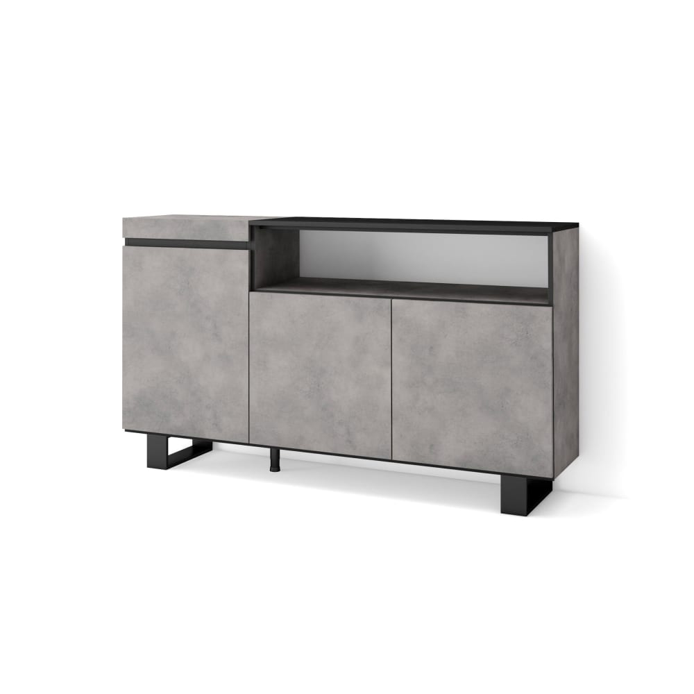 Buffet COZY effet ciment 150 cm sur pieds métal industriels
