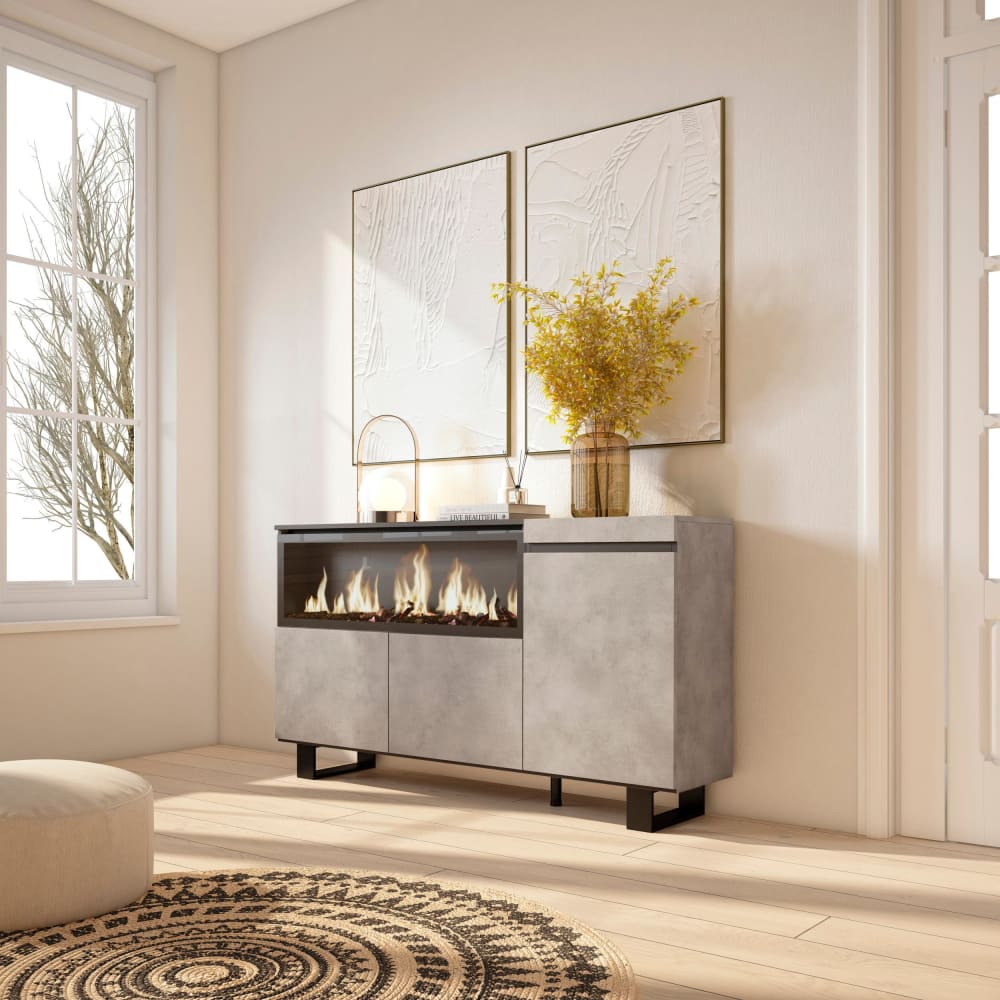 Gros plan sur le foyer XXL du buffet COZY