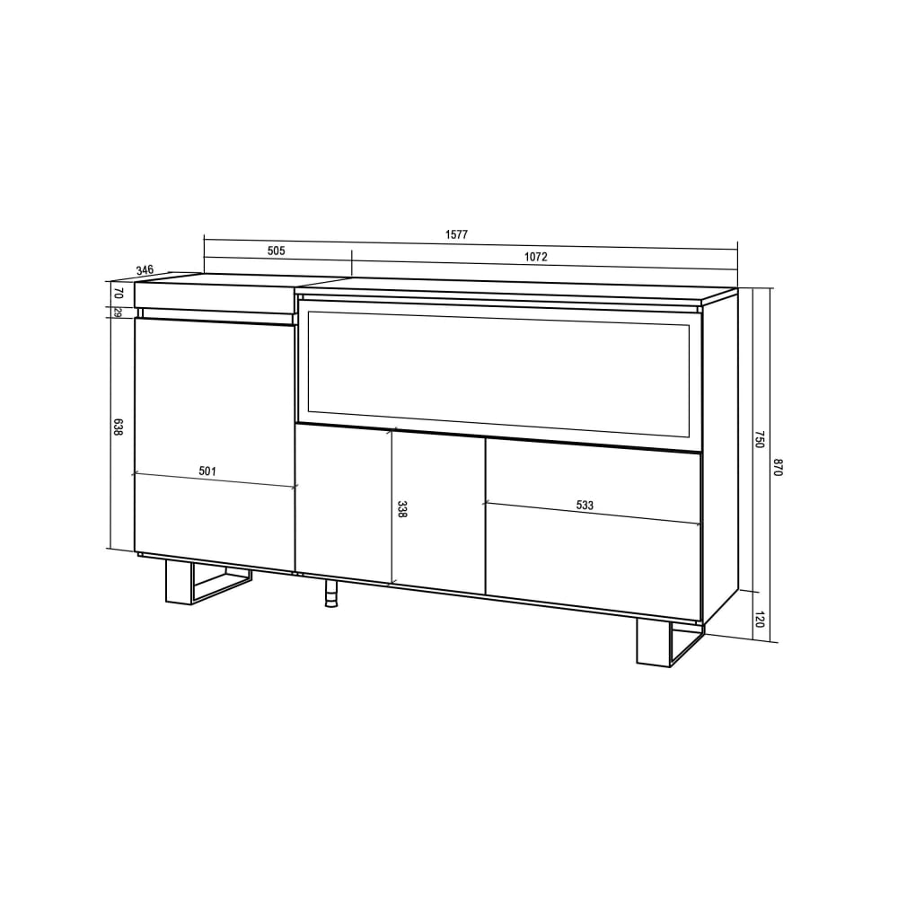 Buffet COZY installé dans un salon loft