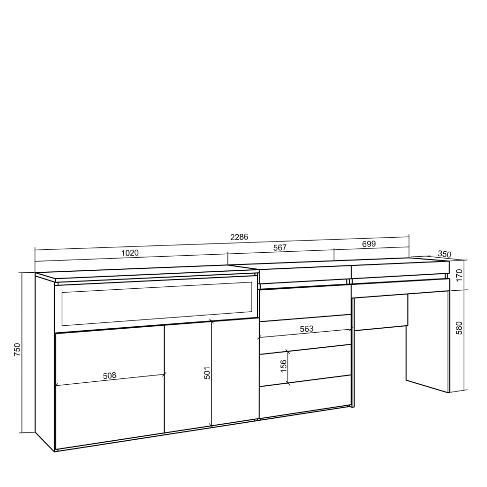 Buffet COZY installé dans une salle à manger